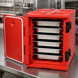 Contenedor isotérmico 90L para reparto de comidas con bandejas