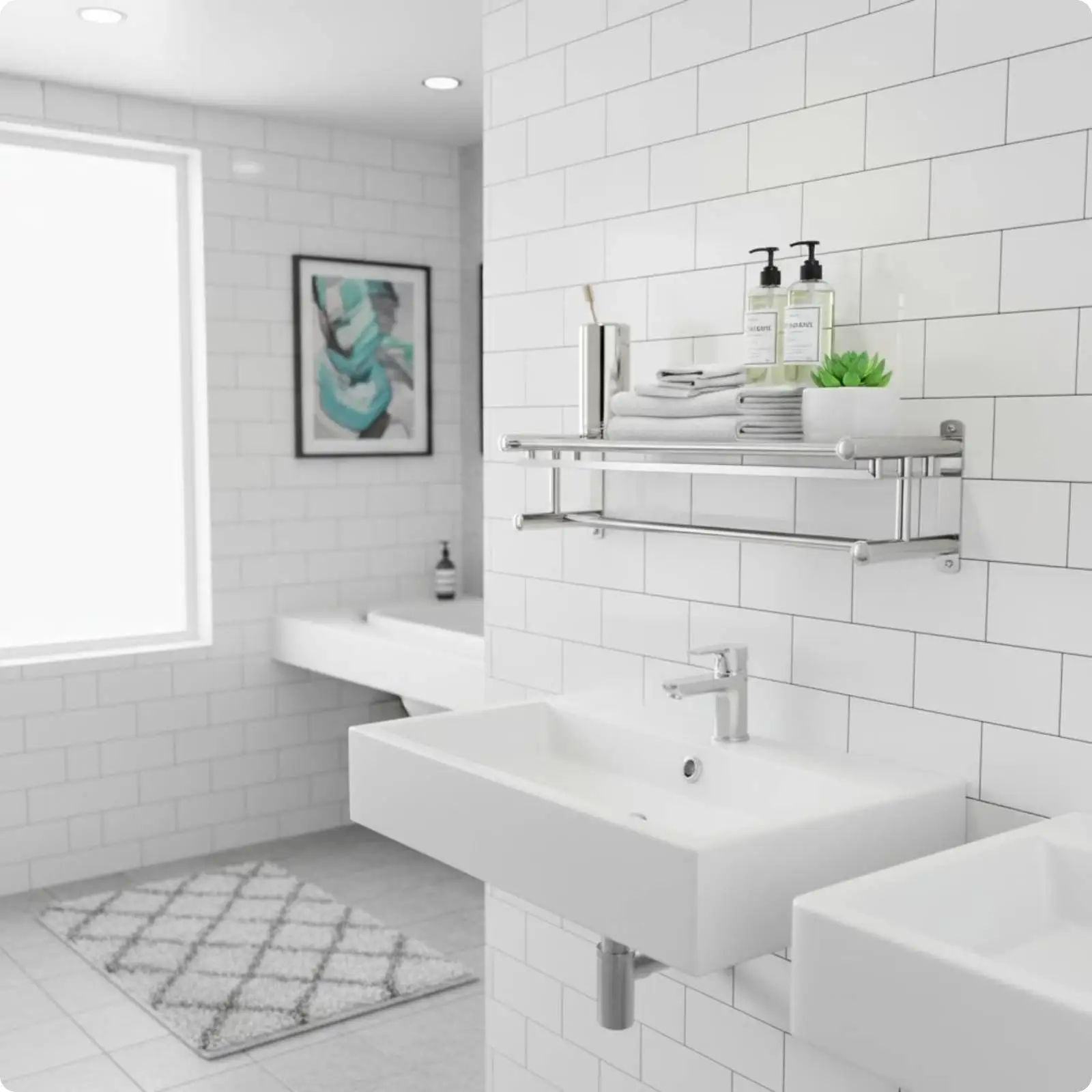 Organizador de Baño en Acero Inoxidable – Estante para Toallas - imagen 5