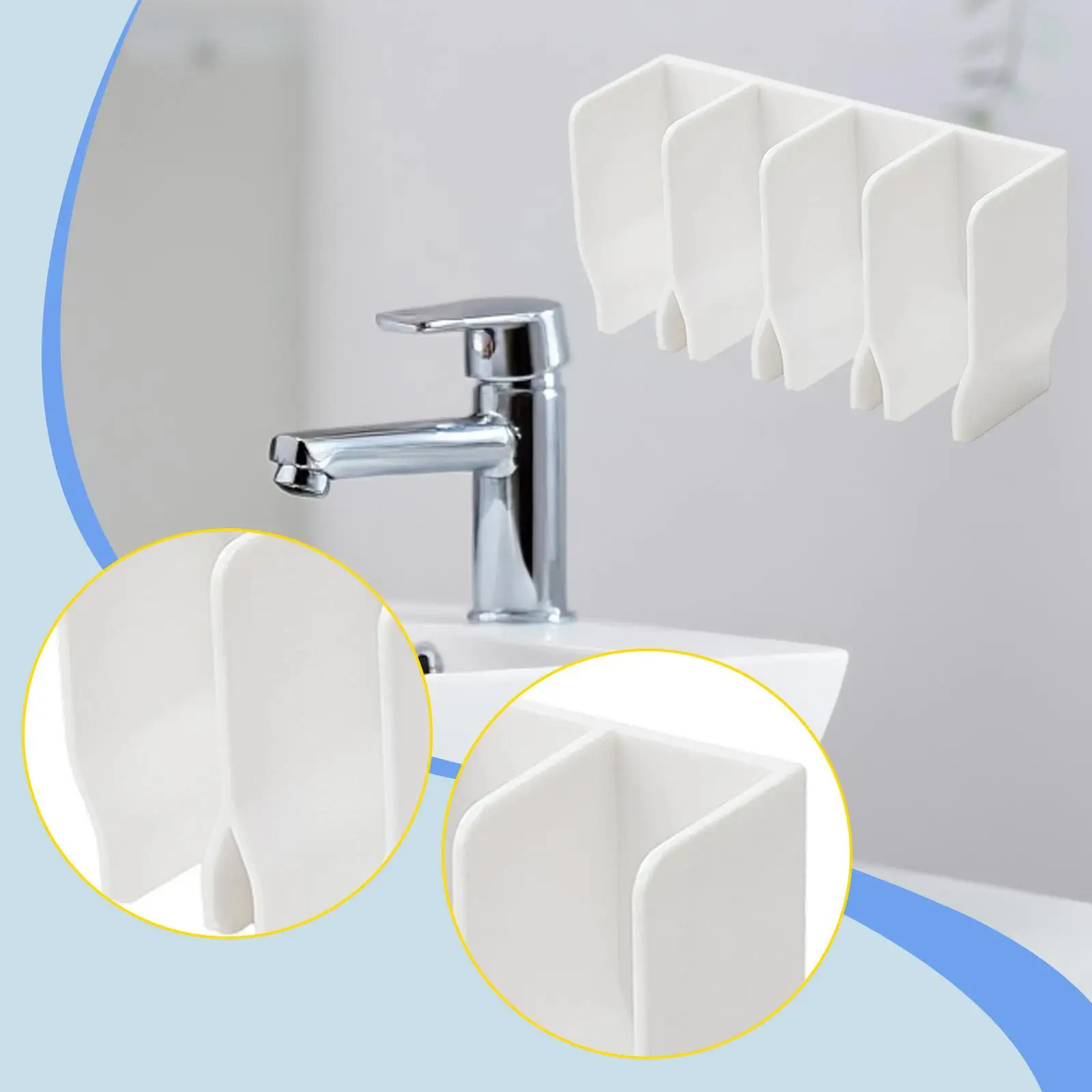 Clip blanco montado en pared de baño