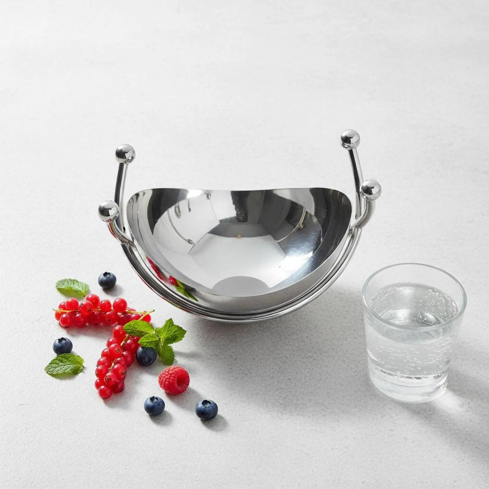 Frutero de acero inoxidable pulido con bandeja para aperitivos - imagen 5