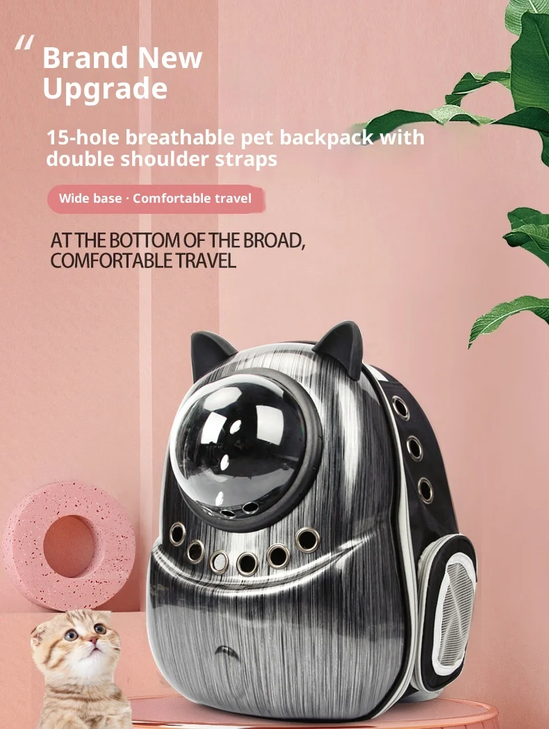 Mochila porta mascotas con diseño tipo cápsula espacial y estructura