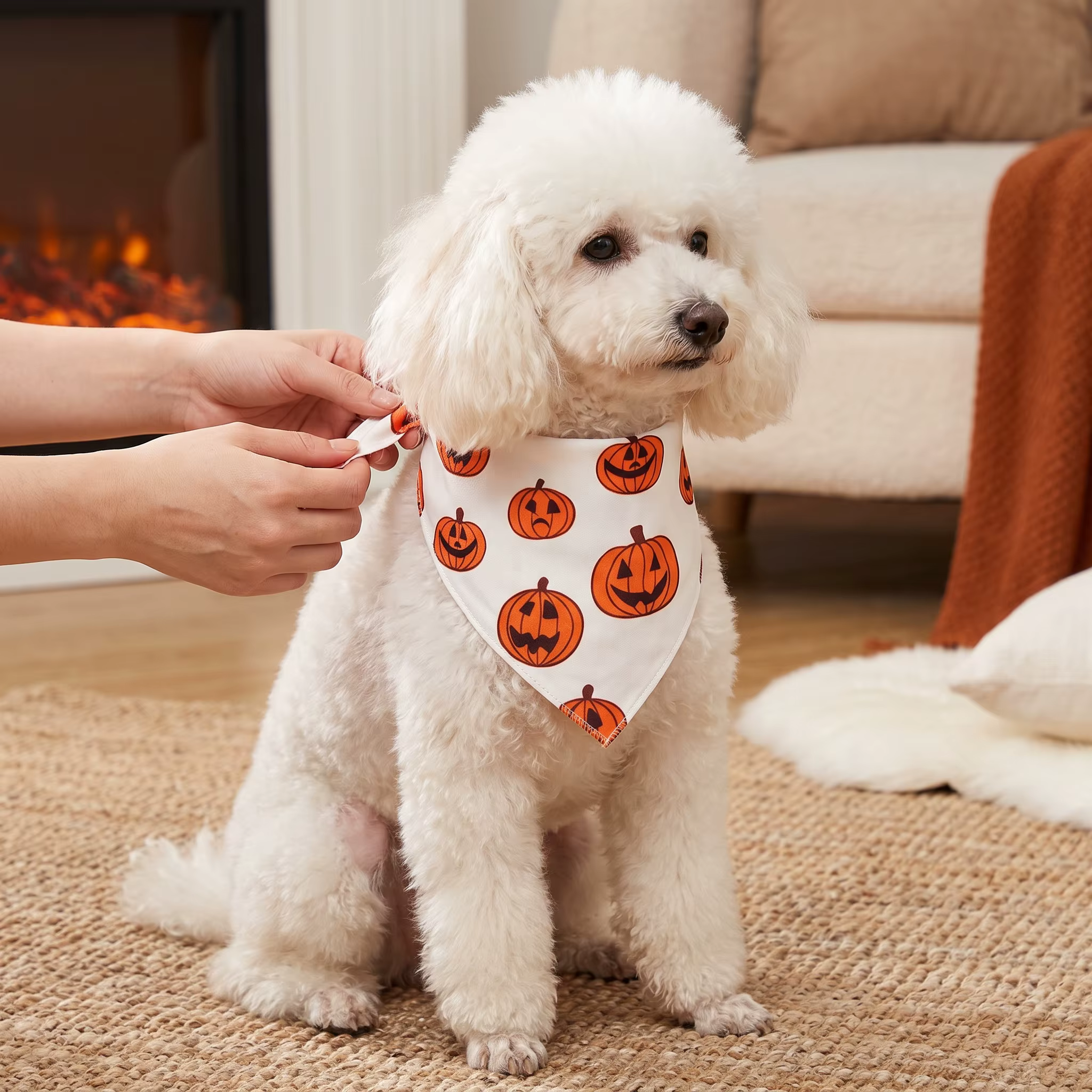 4 Pañuelos triangulares Halloween para perros - imagen 5