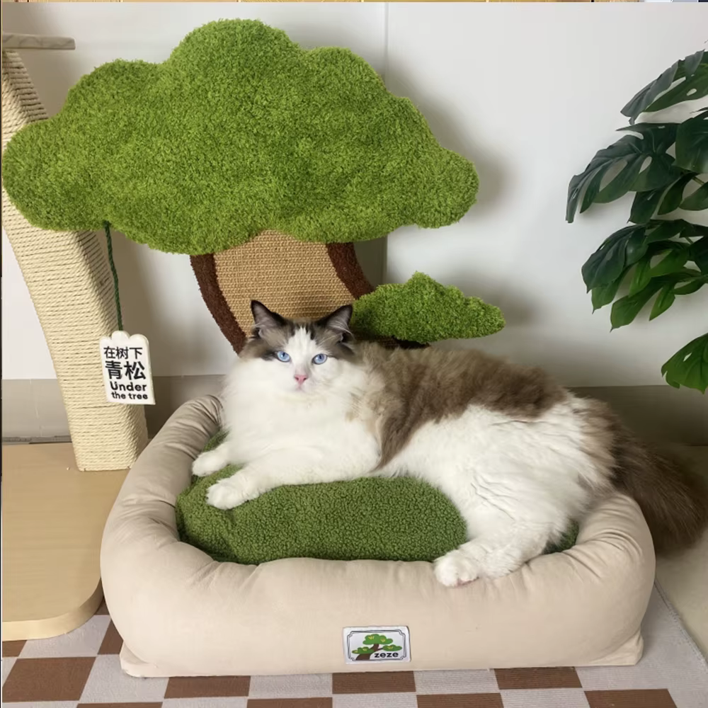 Cama para gatos con poste rascador minimalista - imagen 2