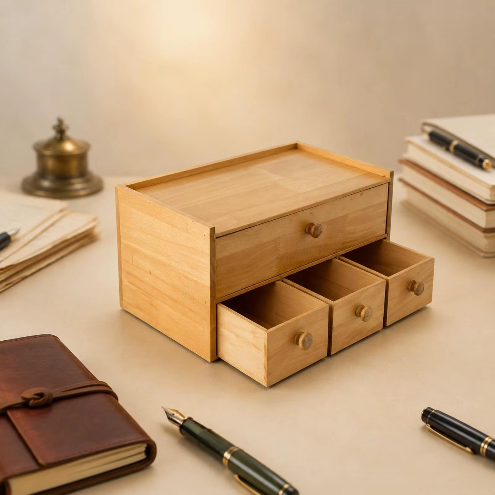 Organizador madera vintage 4 cajones para accesorios gato y perro