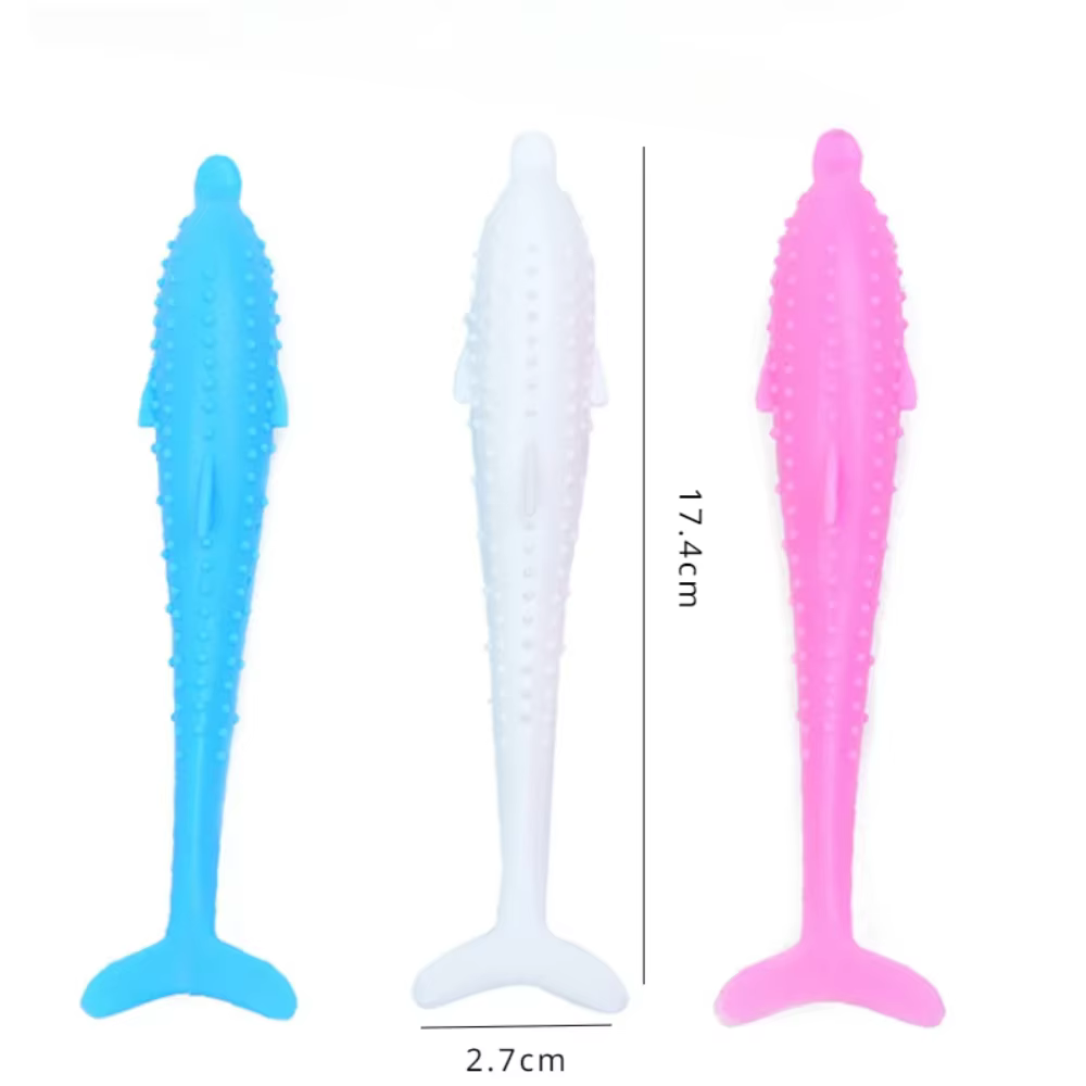 Juguete de cepillo de dientes para gatos: pez de silicona