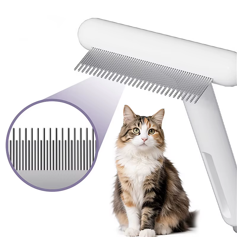 Peine y cepillo para perros y gatos: acero inox masaje