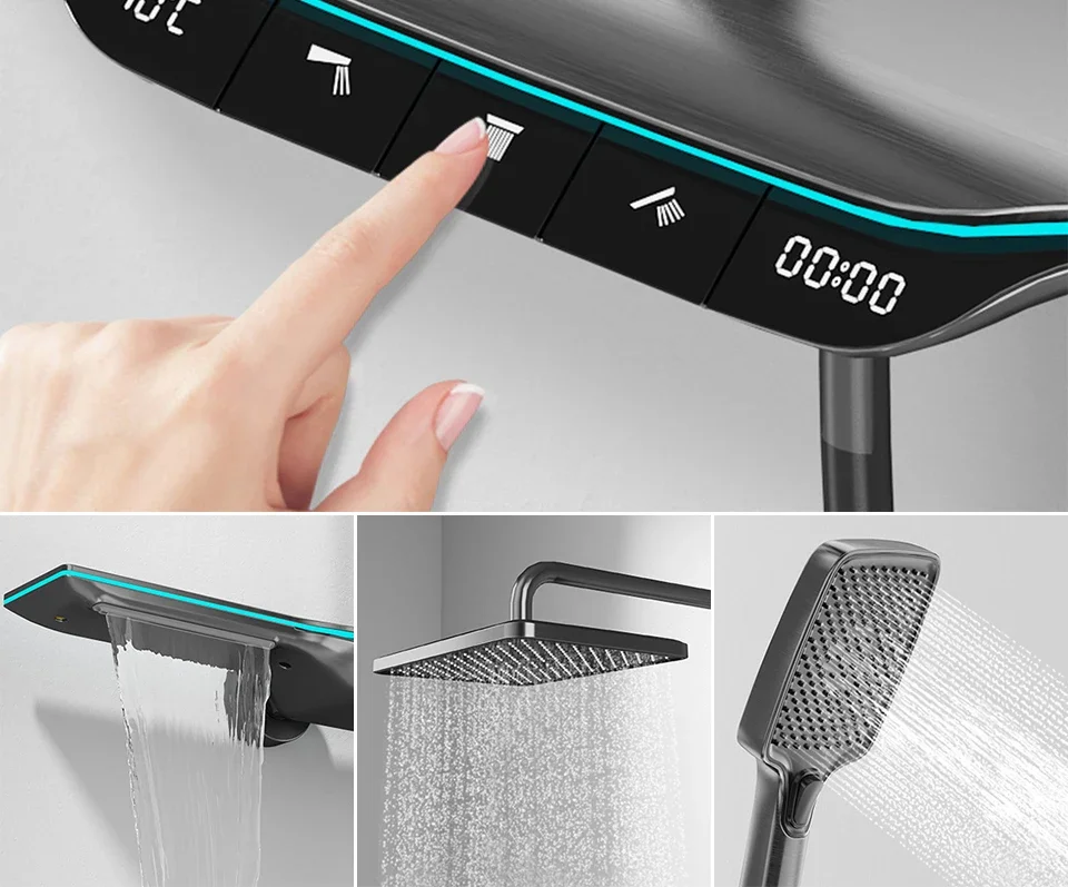 Soporte ajustable y manguera de ducha