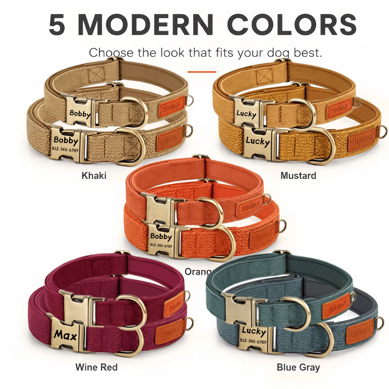 Collar personalizado para perro ajustable con identificación - imagen 3
