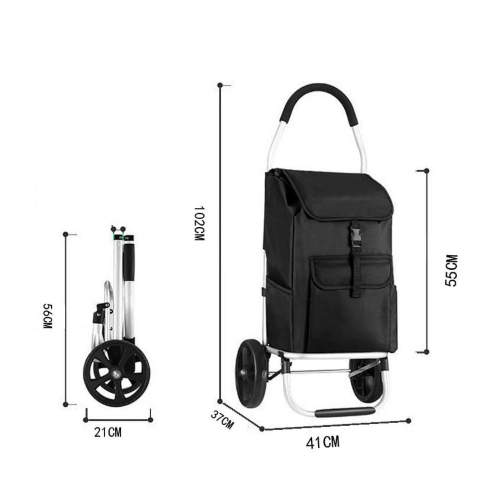Carrito plegable de aluminio con ruedas grandes para compras - imagen 2