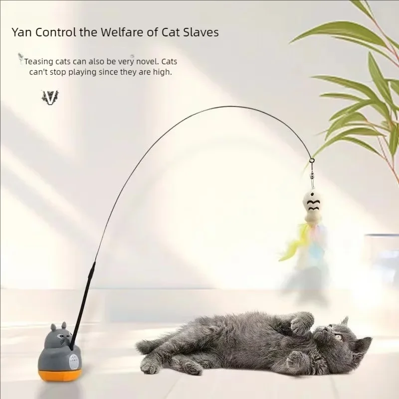 Varita automática para gatos con cable flexible de acero, juguete