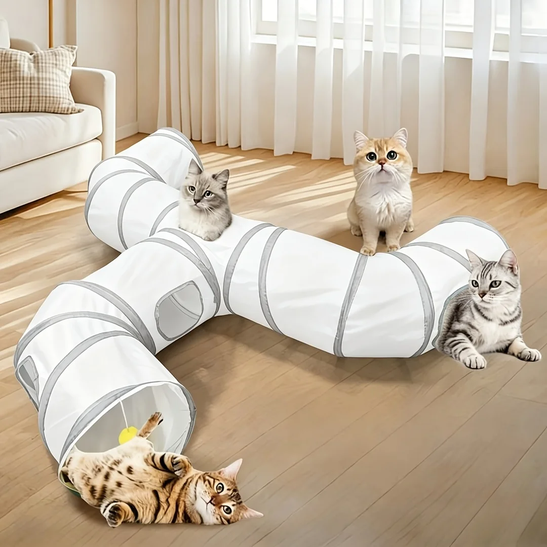 Túnel de 3 vías para mascotas pequeñas desplegado