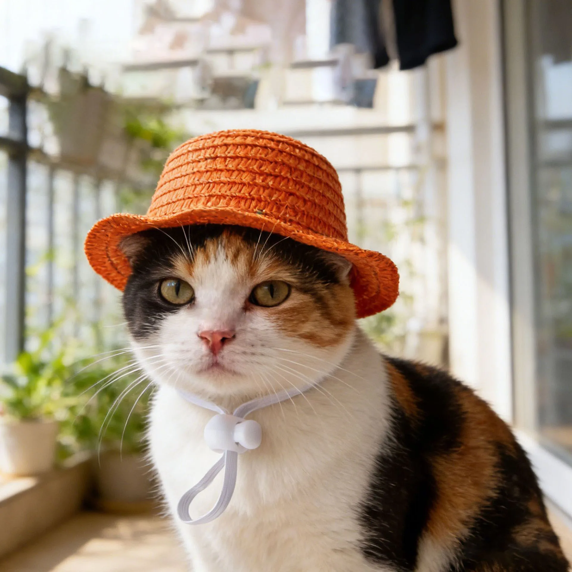 Gorra de paja ajustada a un perro mediano