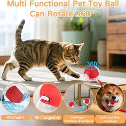 Pelota interactiva automática para gatos, juguete rodante y giratorio