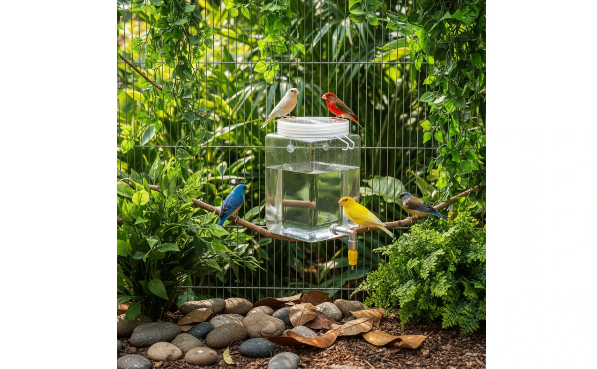 Bebedero de pájaros transparente fácil de mantener limpio