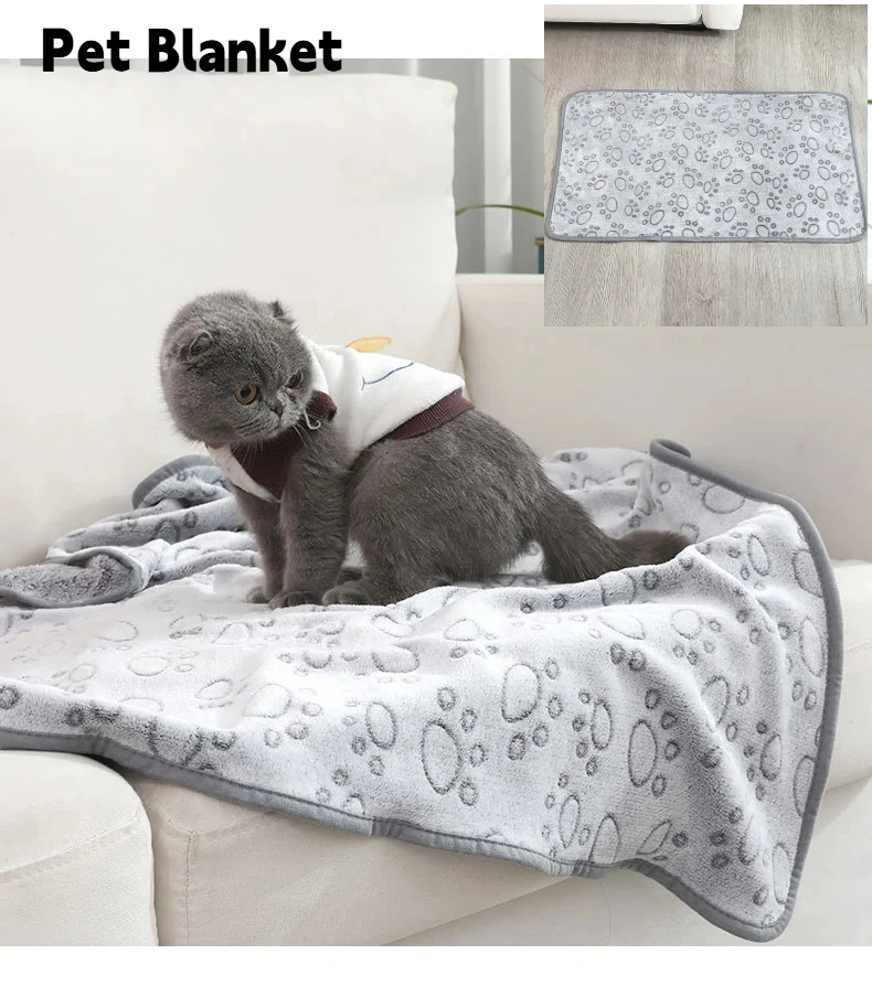 Manta suave con estampado de huellas para mascotas