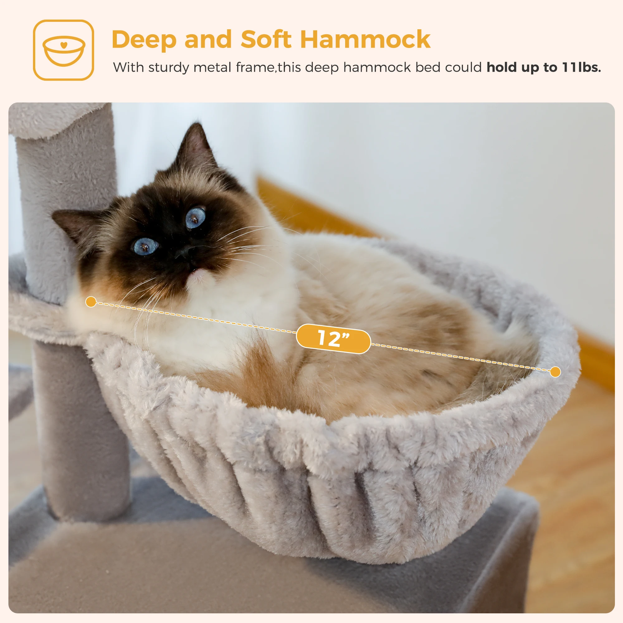 Árbol rascador para gatos con cama y hamaca suave, torre pequeña - imagen 3