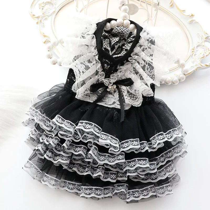 Vestido de encaje fino para gato