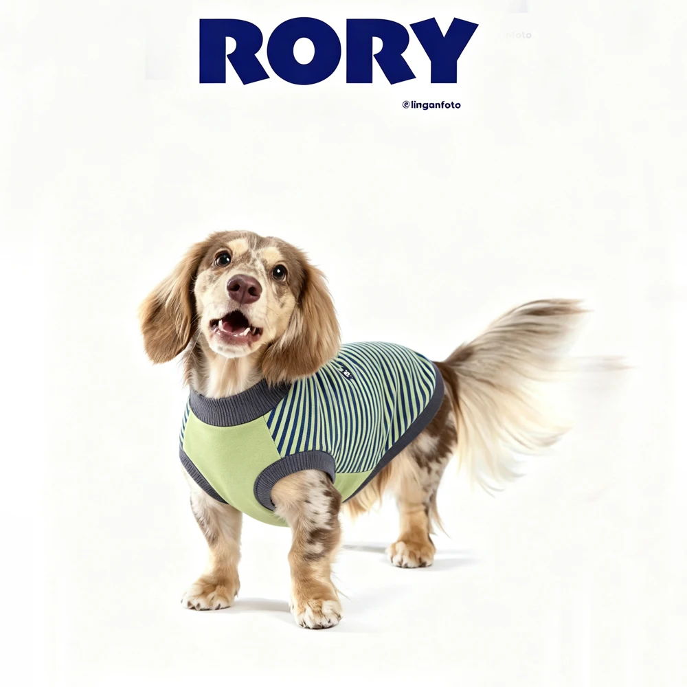 Chaleco sin mangas de algodón a rayas para dachshund – Primavera y verano - imagen 3