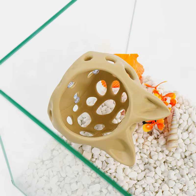 Cueva forma gato 3D para peces y camarones – Acuario y pecera - imagen 4
