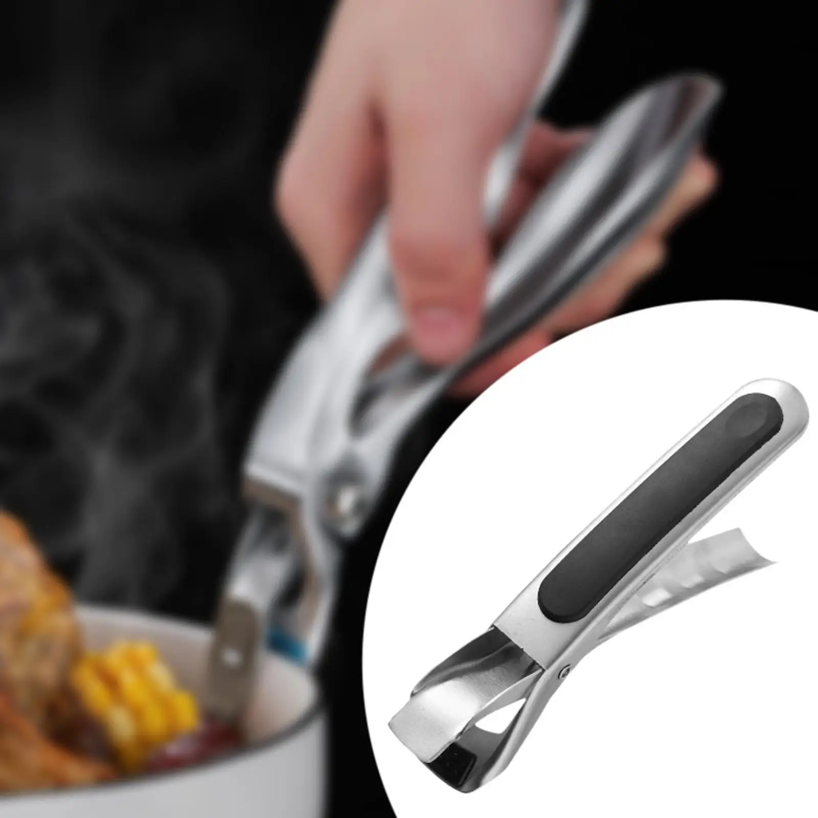 Pinza Ajustable para Sartenes y Platos Calientes – Acero Inoxidable con Silicona - imagen 4