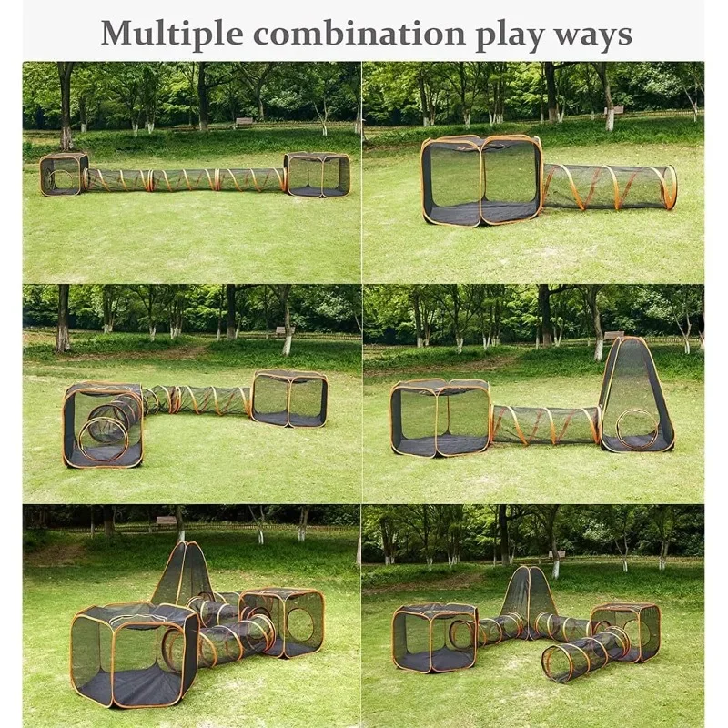 Valla plegable 6 en 1 para gatos con túnel – Corralito interior y exterior - imagen 2