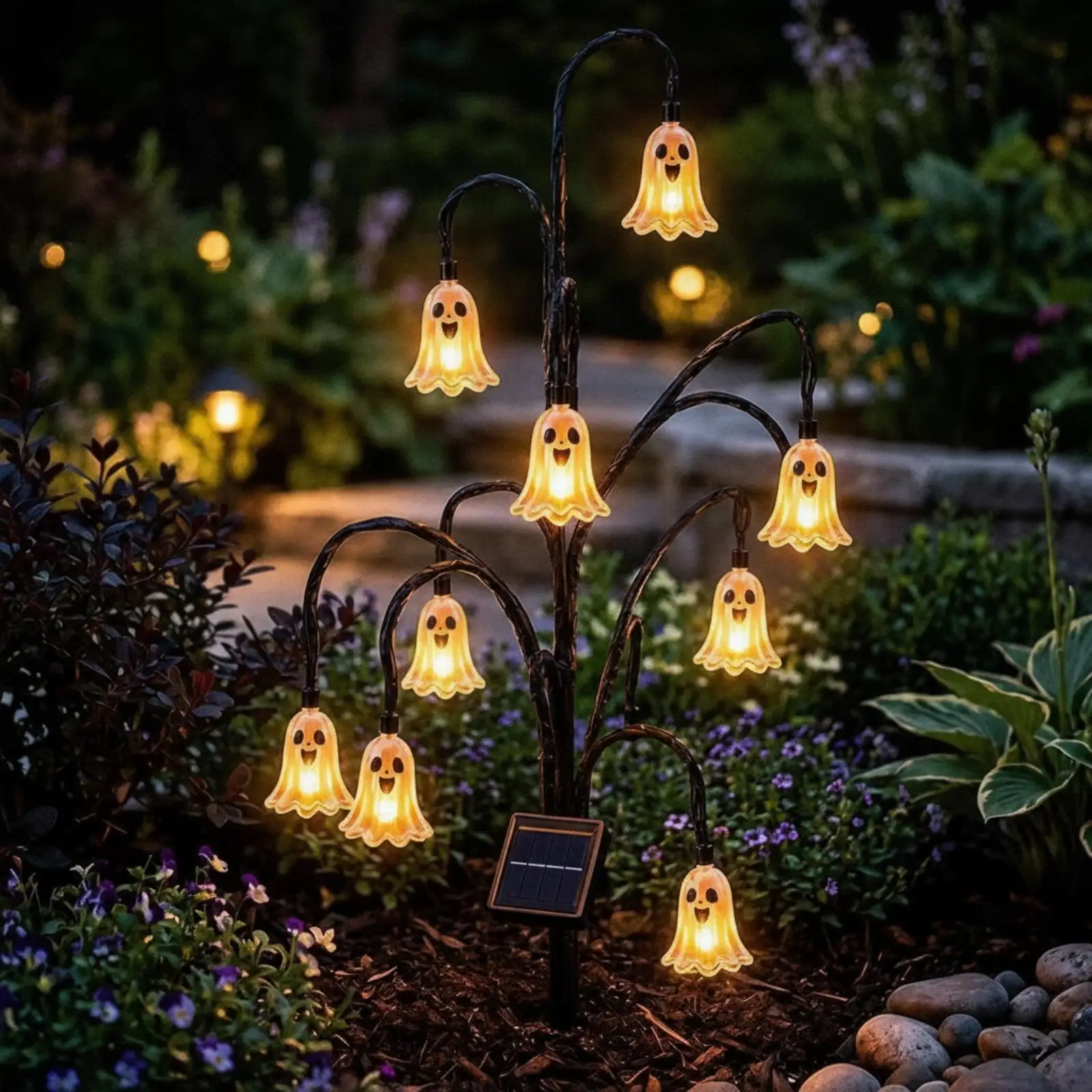Luz solar estaca tronco Halloween para jardín exterior - imagen 5