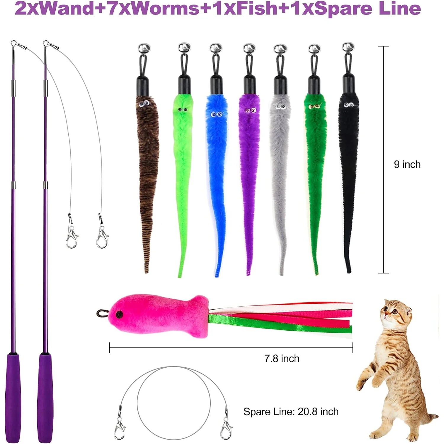 Juguete interactivo retráctil para gatos con varita - imagen 5