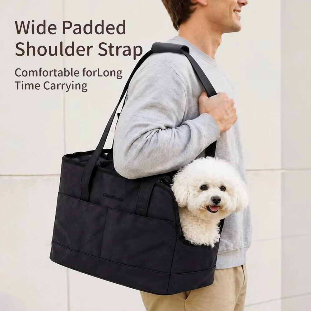 Transportín de viaje plegable con bolsillos para perros pequeños