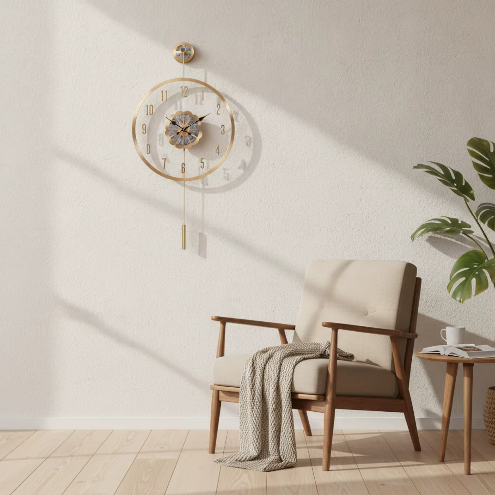 Reloj de pared cuarzo con péndulo, lectura clara y lujosa, para salón - imagen 3