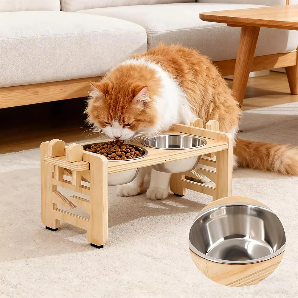 Comedero elevado 15° para perros y gatos con plato de acero inoxidable - imagen 5