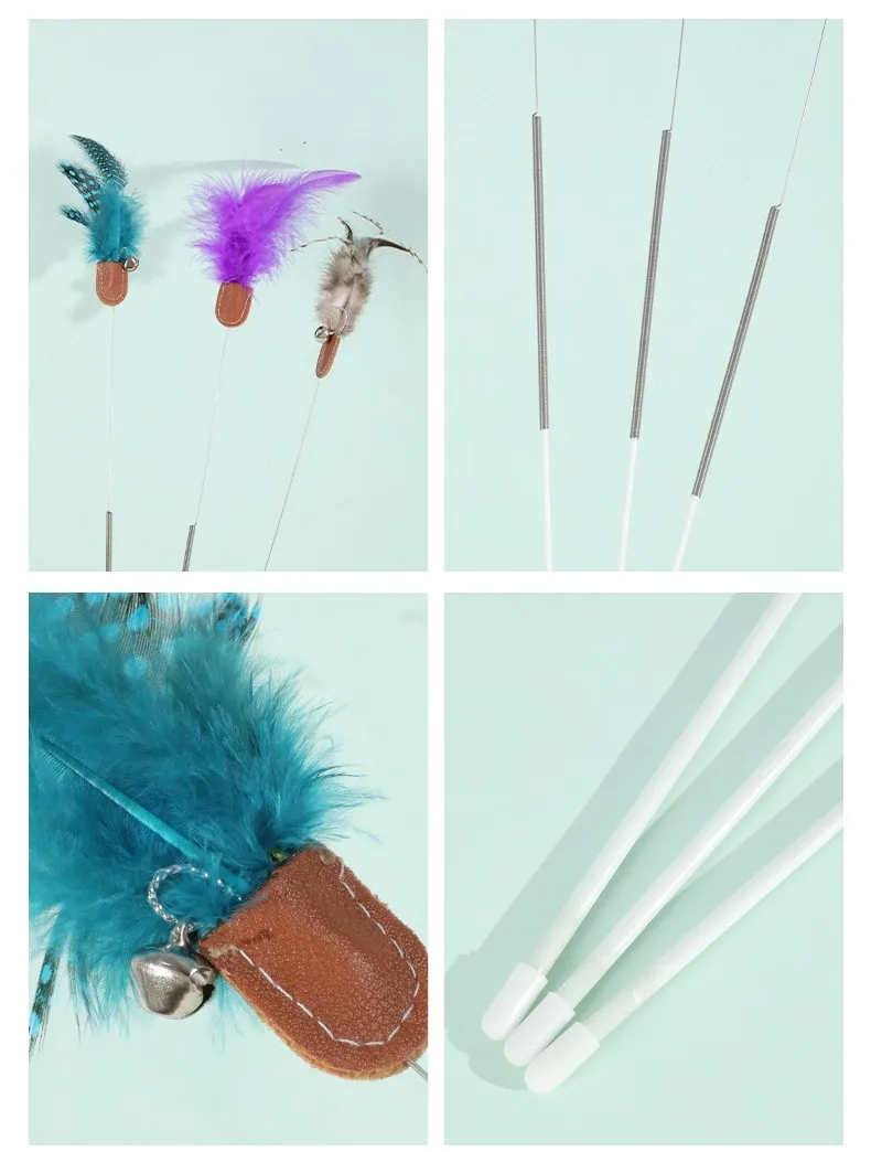 Juguete mascotas con campana y plumas