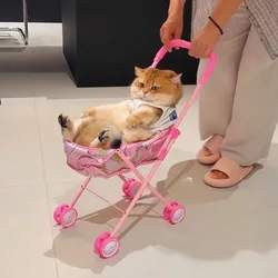 Carrito plegable portátil con sombrilla para perros y gatos