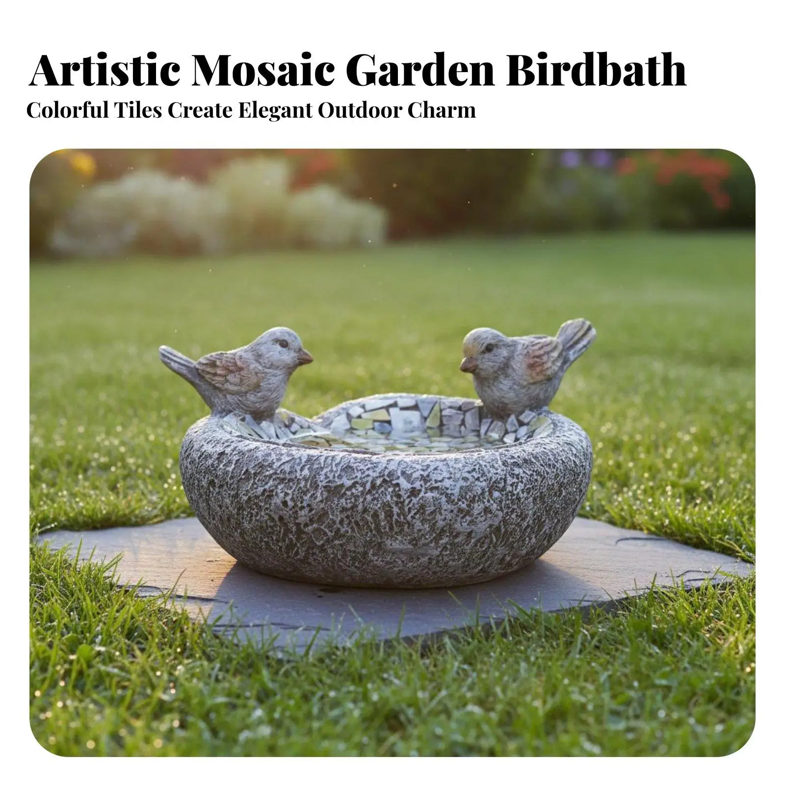 Comedero y baño para pájaros de jardín – Decoración en resina