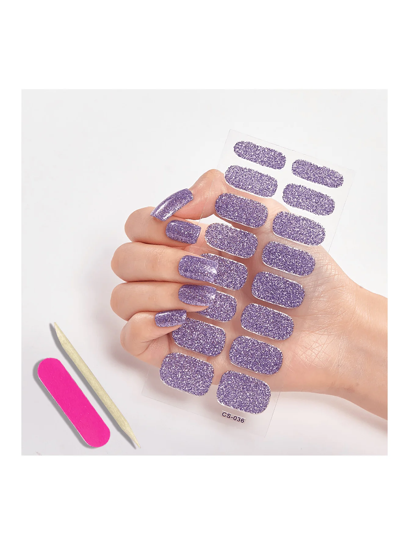 Tiras de esmalte con purpurina rosa