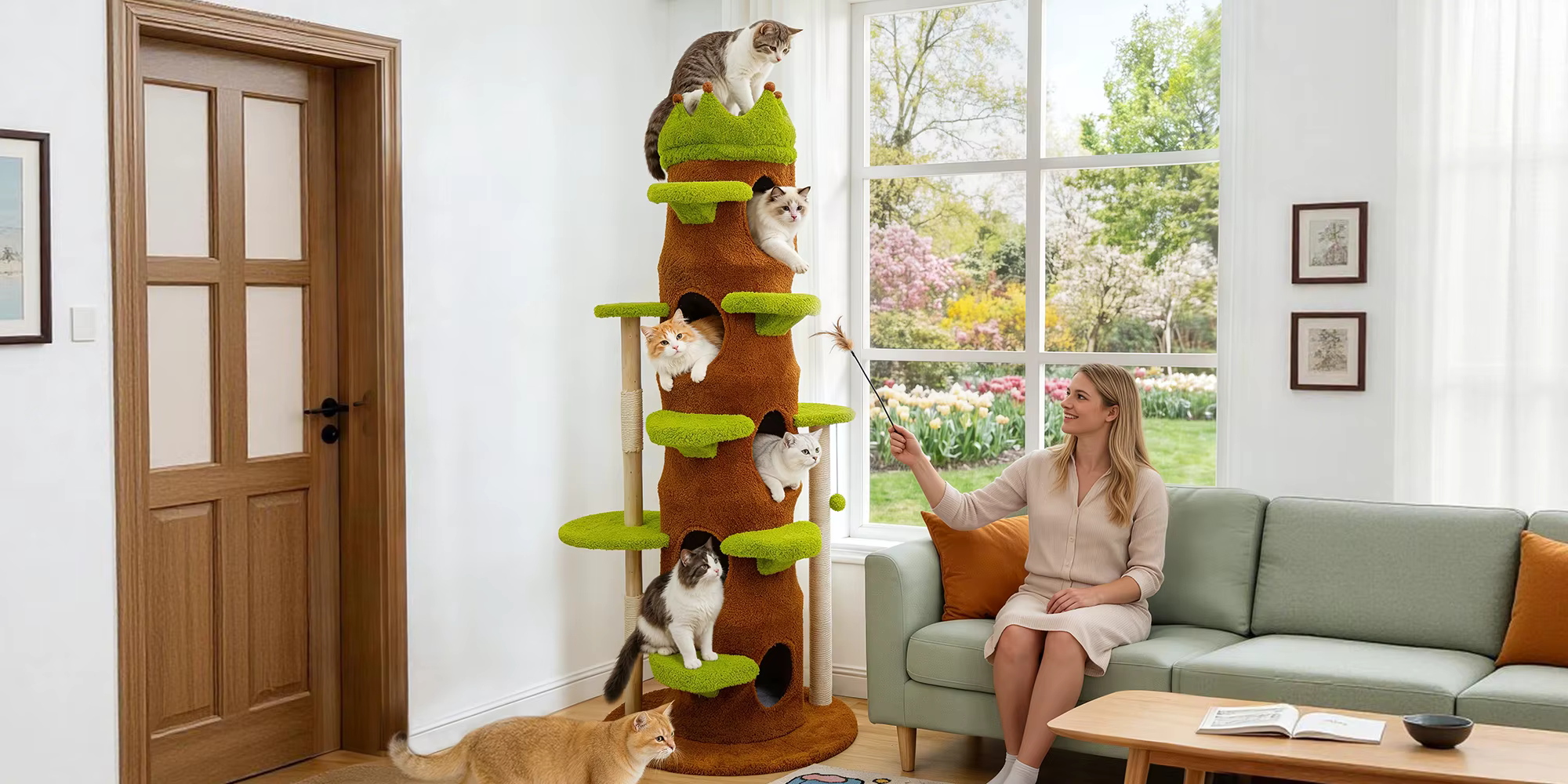 Árbol rascador XXL para gatos con diseño de árbol natural