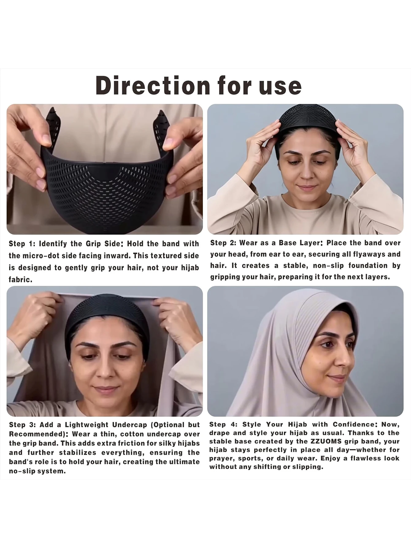 Diadema antideslizante elástica para pañuelo: sujeción firme - imagen 2