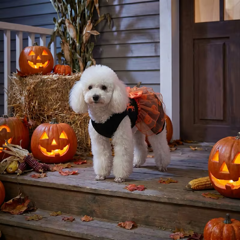 Tutú naranja con lazo para perros y gatos – Disfraz de Halloween - imagen 3