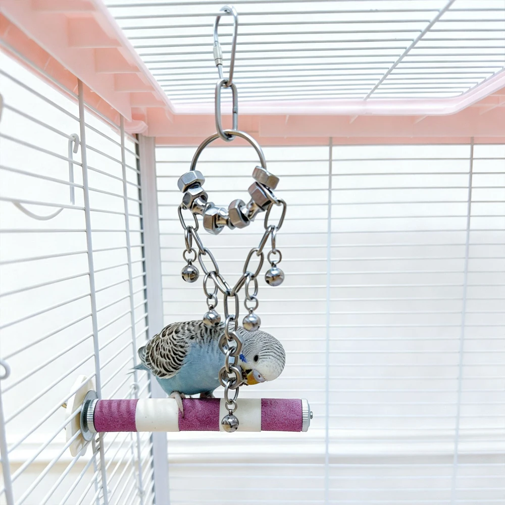 Juguete para loros de acero inoxidable con cadena y cascabeles - imagen 4