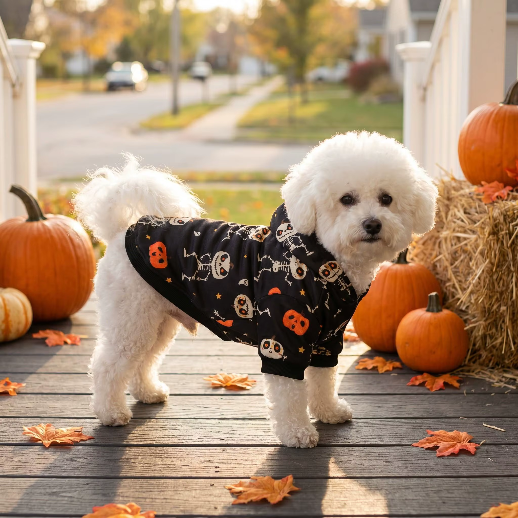 Estampado esqueleto calabaza fantasma estrella