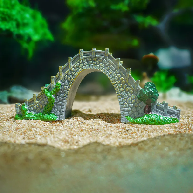 Puente decorativo de piedra para acuario con arco vintage - imagen 4