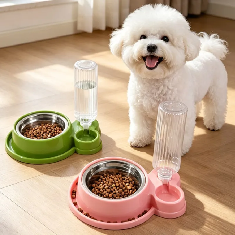 Comedero Doble Antideslizante para Perro y Gato – Agua y Comida - imagen 2