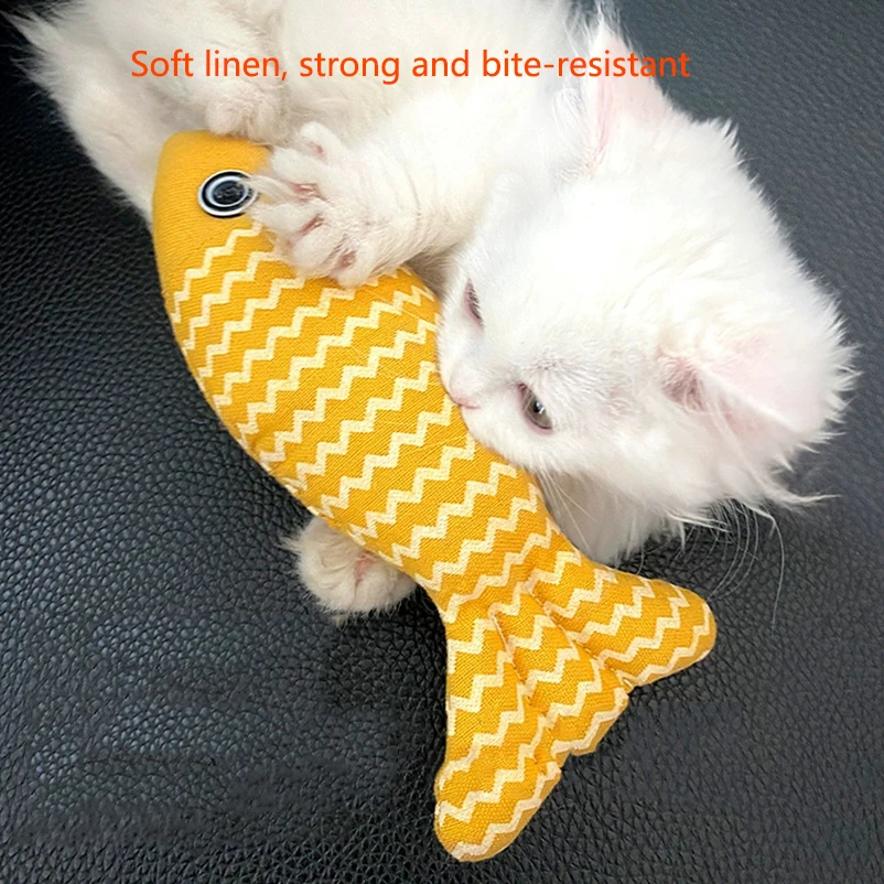 Juguete de pescado de lino suave con catnip para gatitos y gatos - imagen 2