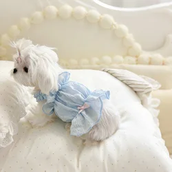 Vestido de verano con lazo para gatos y perros pequeños