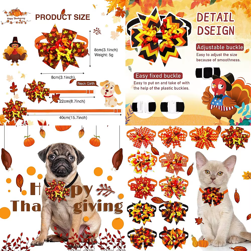 Lazos para perros pequeños de otoño color naranja, accesorios de aseo