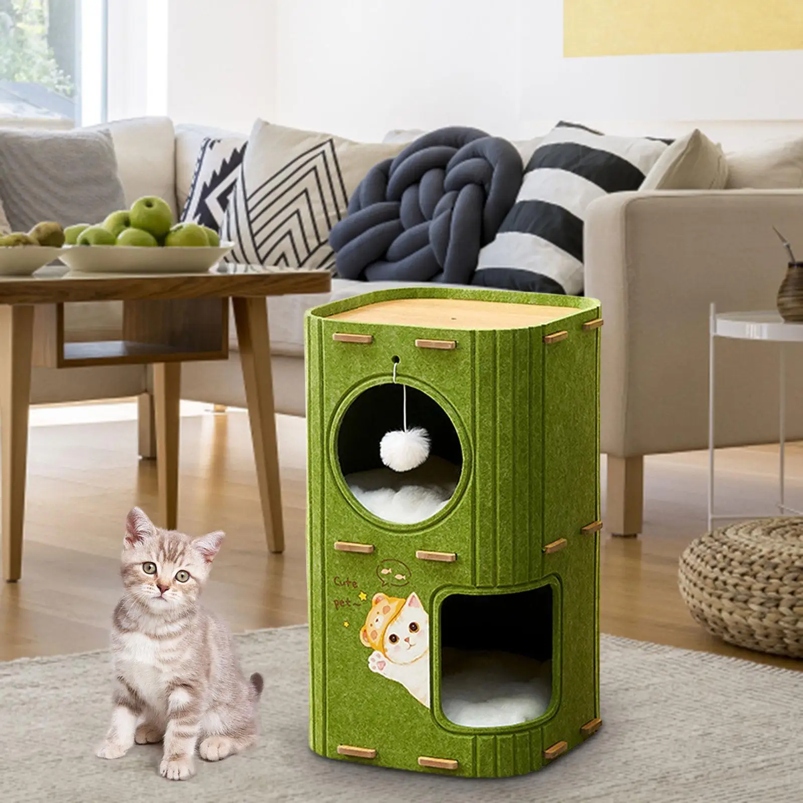 Barrel Shaped Cat Furniture Sturdy Cat Tree Condo for Large Kitten Kitty
