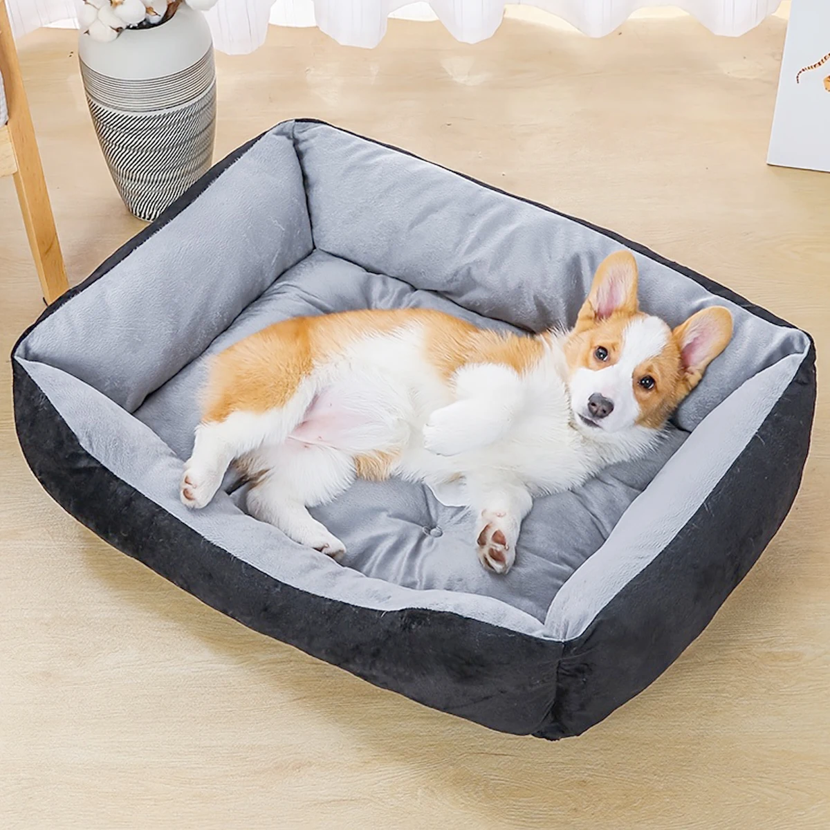 Cama acolchada suave en felpa