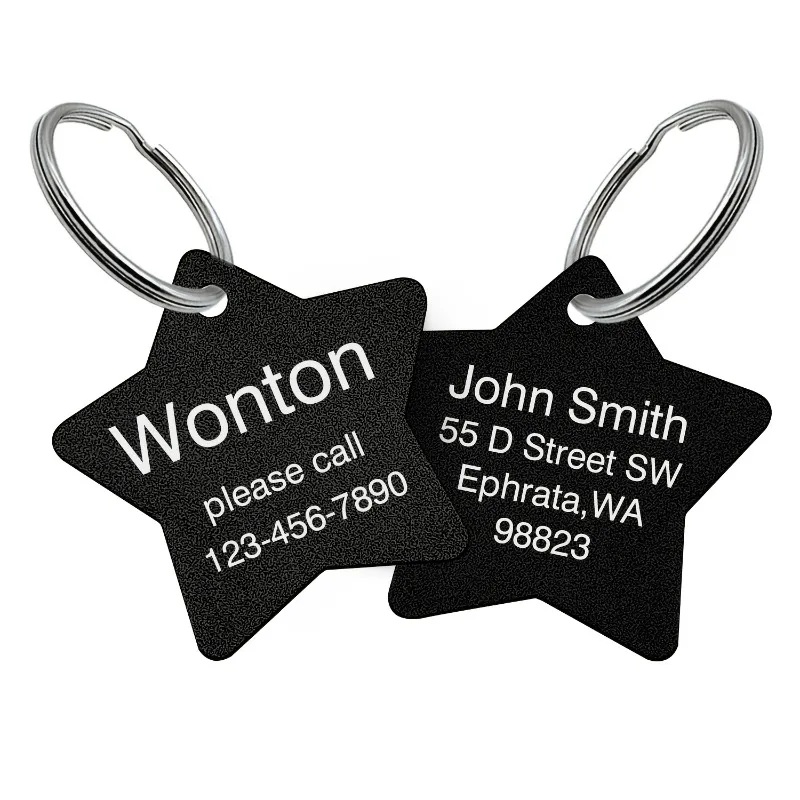 Placa personalizada para perro con grabado de nombre y datos de contacto