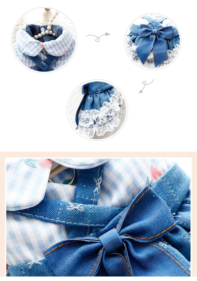 Detalle del vestido de invierno para perro