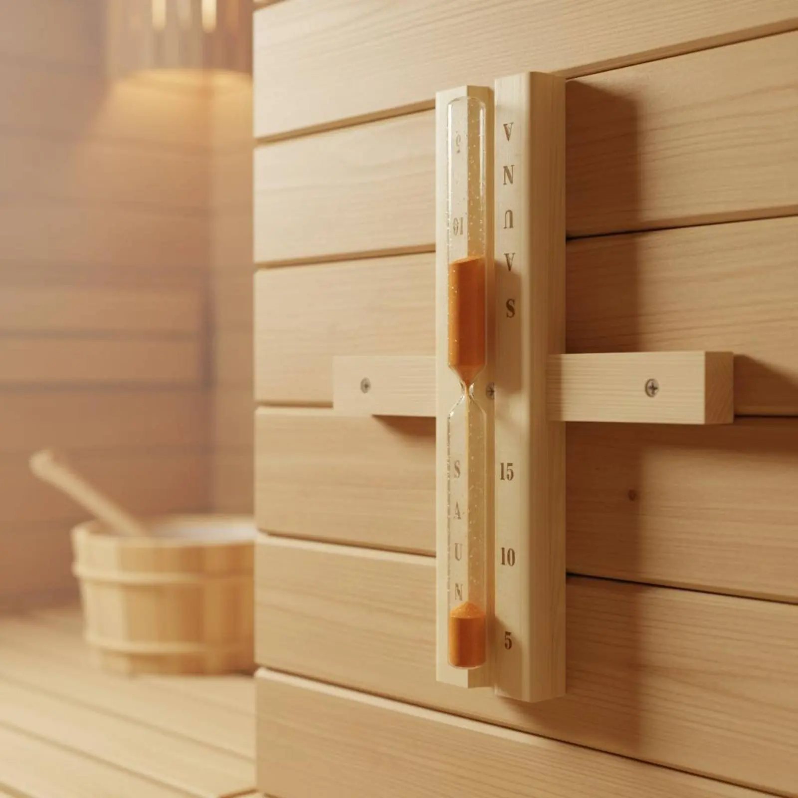 Reloj de arena de madera para sauna – temporizador fácil de leer