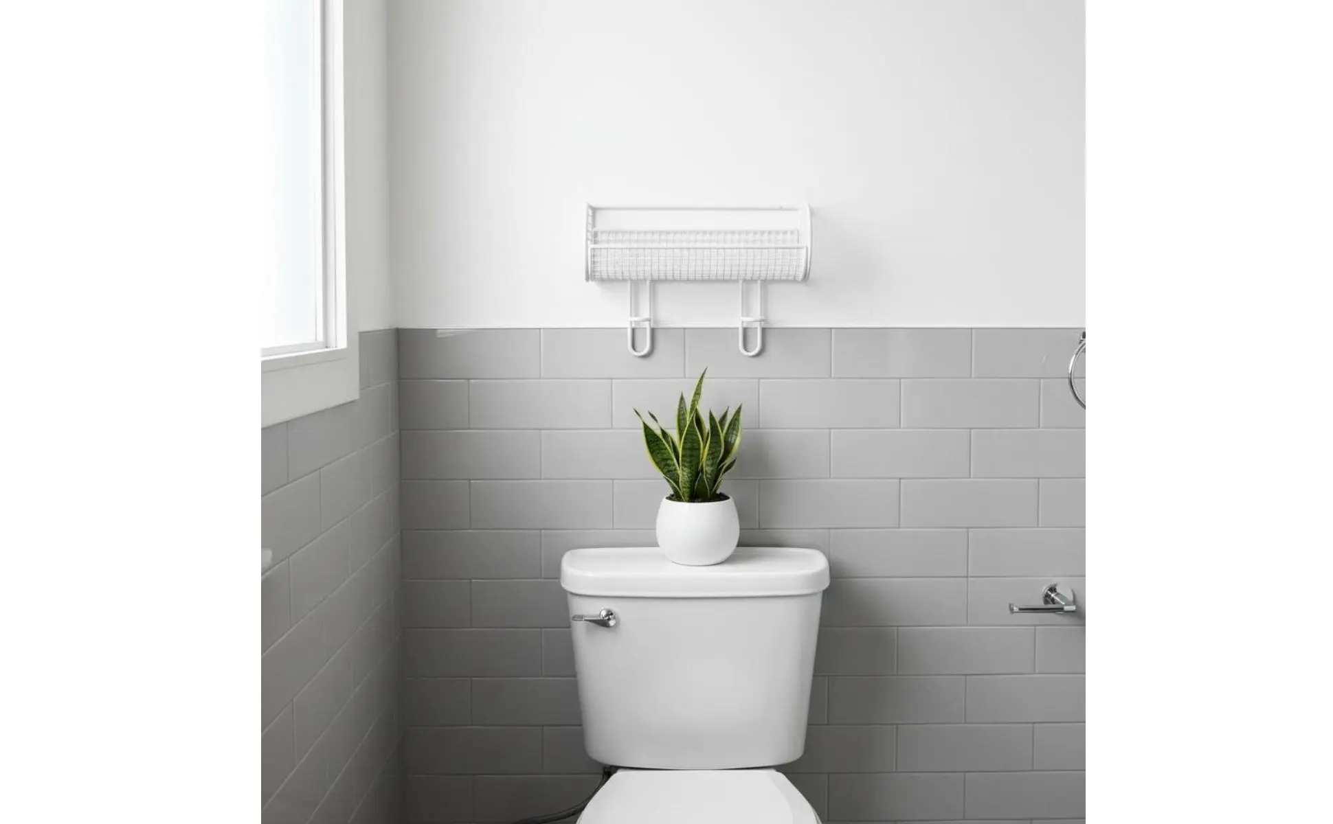 Organizador de baño de hierro con recubrimiento resistente a humedad